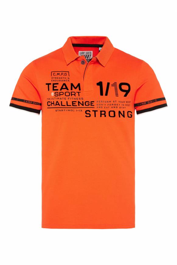 Soccx Pikee-Polo mit Flockprint signal orange Weihnachtsangebot