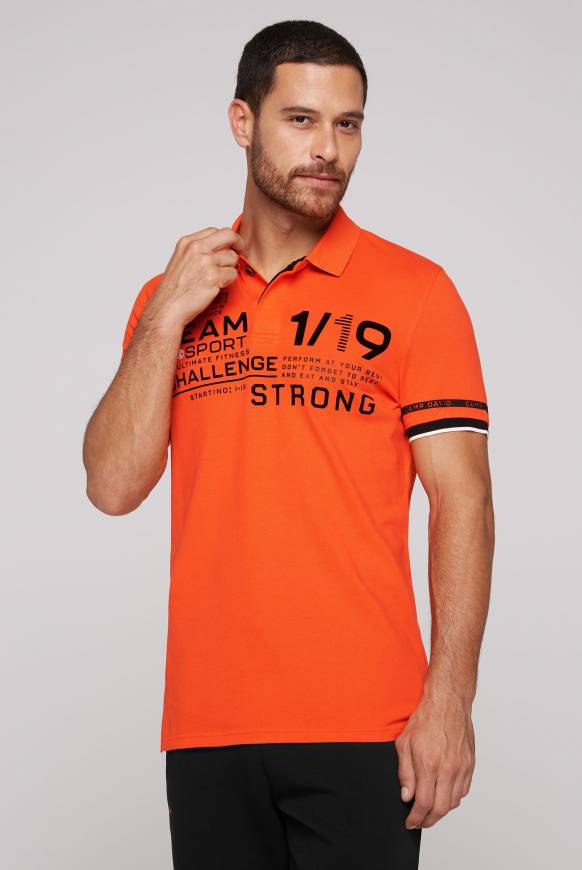 Soccx Pikee-Polo mit Flockprint signal orange Weihnachtsangebot