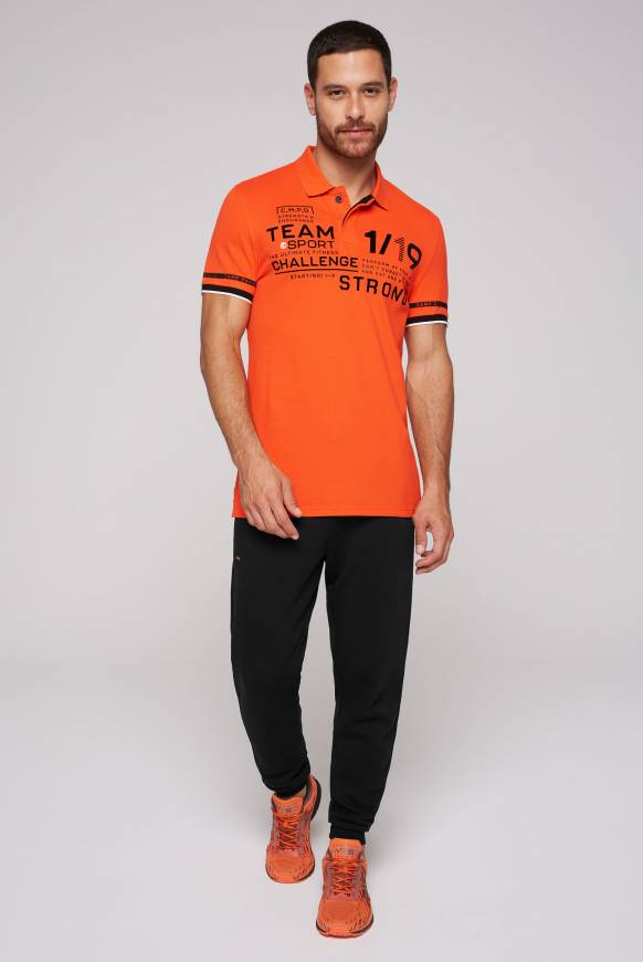 Soccx Pikee-Polo mit Flockprint signal orange Weihnachtsangebot