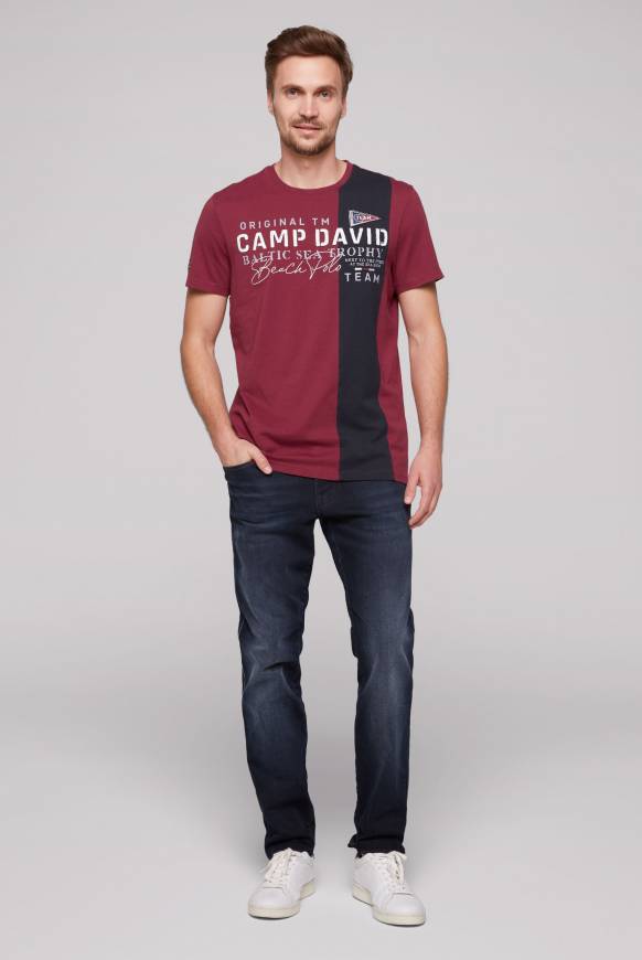 Soccx T-Shirt mit Color-Blocking und Artwork burgundy Muttertagsangebot