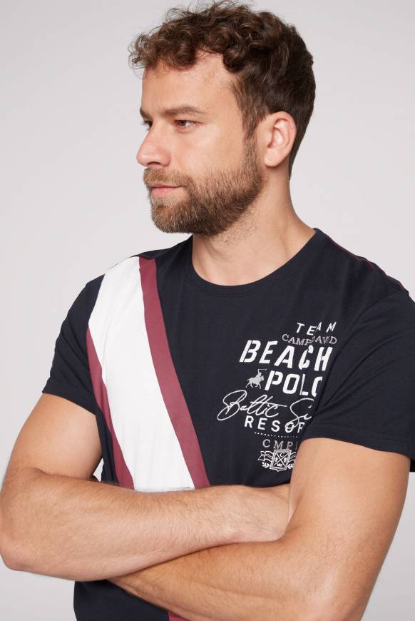 Soccx T-Shirt mit Color-Blocking und Artwork blue navy Vatertagsangebot