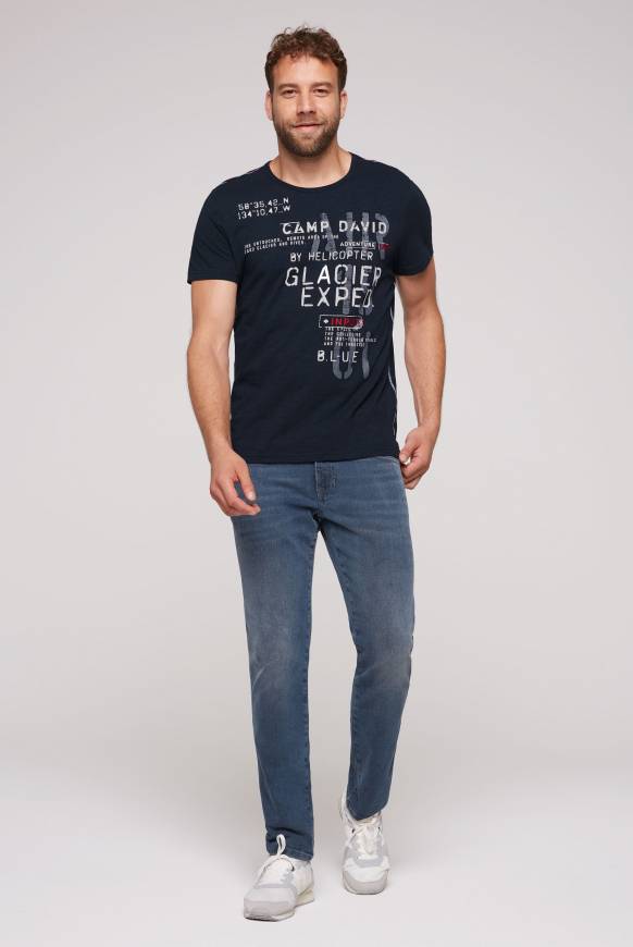 Soccx T-Shirt mit Print im Used Look blue navy Lagerräumung