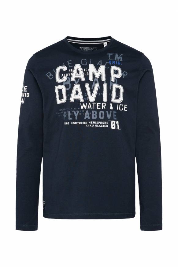 Soccx Langarmshirt mit Label-Applikationen blue navy Neueste Mode