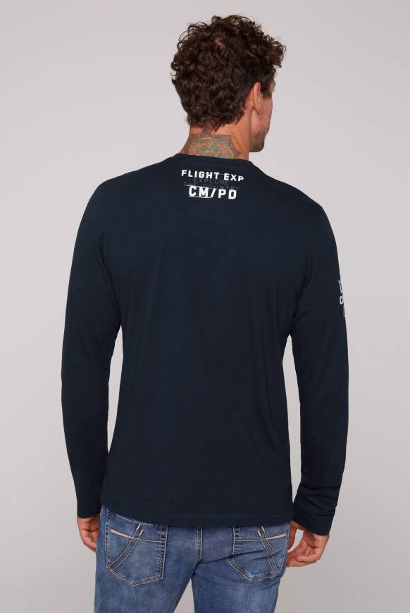 Soccx Langarmshirt mit Label-Applikationen blue navy Neueste Mode