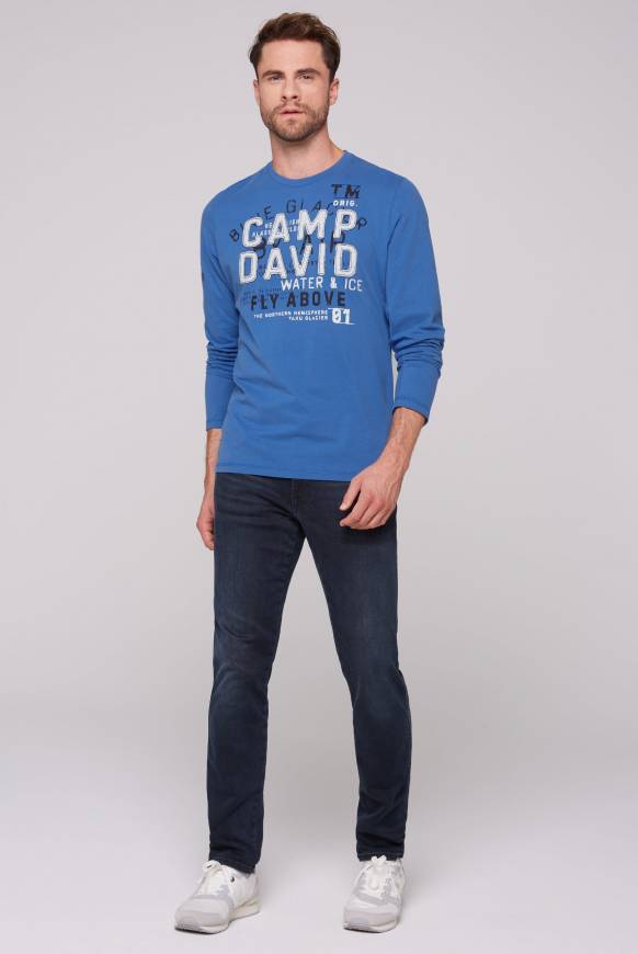 Soccx Langarmshirt mit Label-Applikationen strong blue Online Outlet