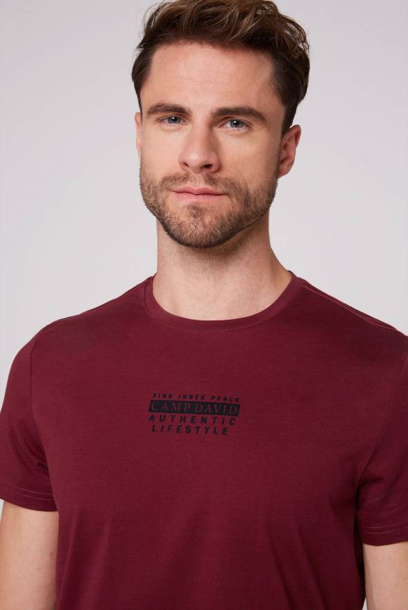 Soccx T-Shirt Rundhals mit Logo Print burgundy Zeitlich begrenztes Angebot