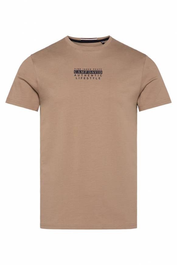 Soccx T-Shirt Rundhals mit Logo Print tan Blitzangebot