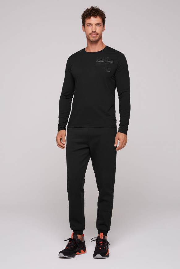 Soccx Langarmshirt mit reflektierendem Rücken-Print black Kauf eins, bekomm eins gratis