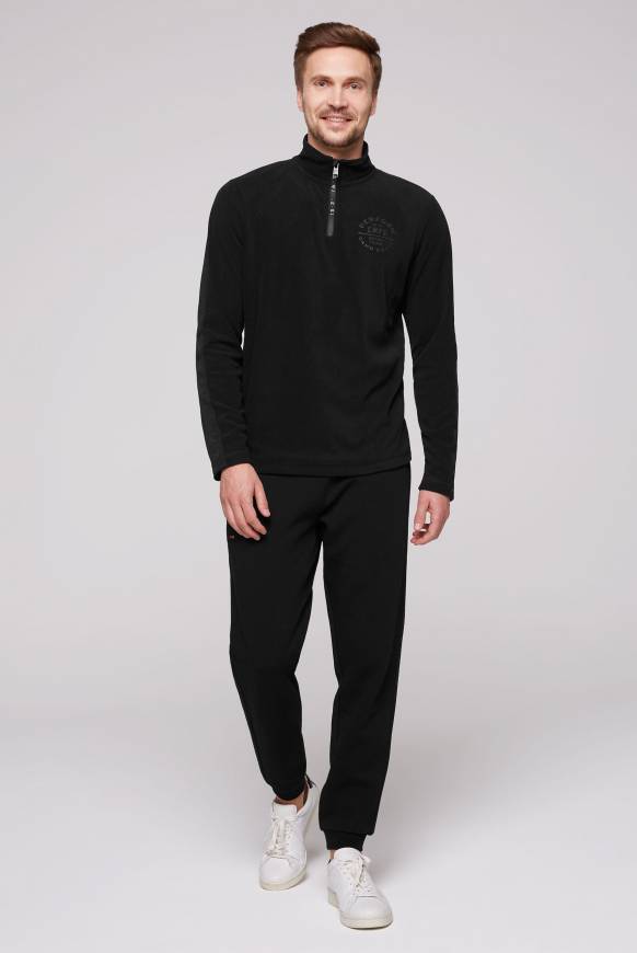 Soccx Troyer-Fleeceshirt mit Tapes und Prägedrucken black Sonderangebote