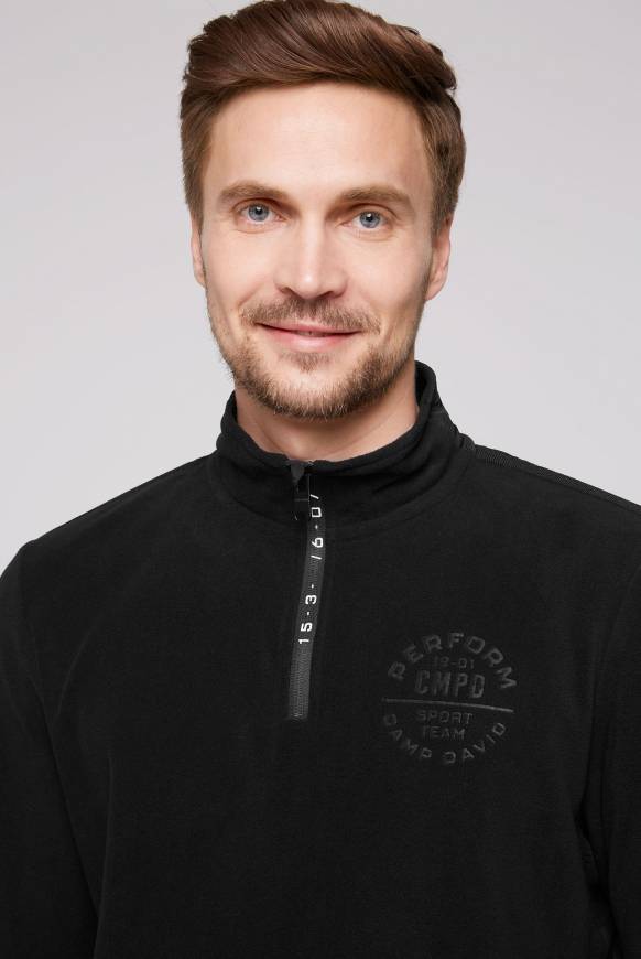 Soccx Troyer-Fleeceshirt mit Tapes und Prägedrucken black Sonderangebote