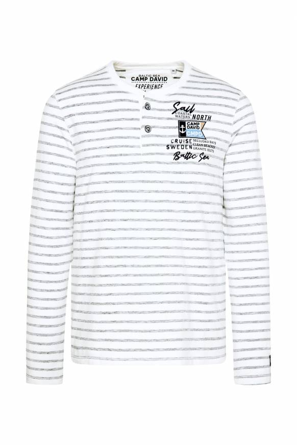 Soccx Gestreiftes Henley-Shirt mit Artwork opticwhite Riesige Ersparnisse