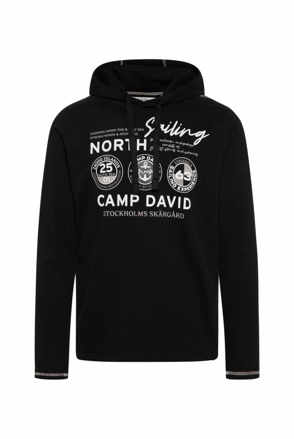 Soccx Langarmshirt mit Kapuze und Print black VIP-Rabatte