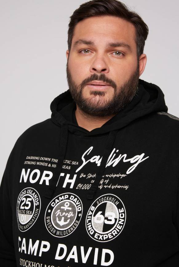 Soccx Langarmshirt mit Kapuze und Print black VIP-Rabatte