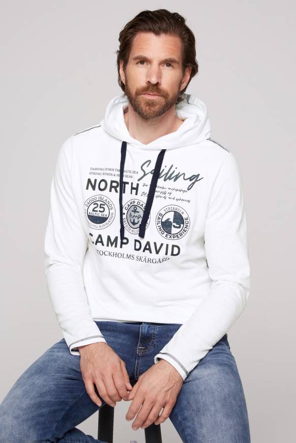 Soccx Langarmshirt mit Kapuze und Print opticwhite Tiefpreis