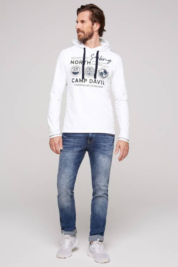 Soccx Langarmshirt mit Kapuze und Print opticwhite Tiefpreis