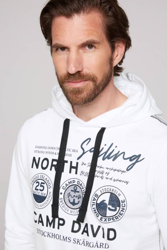 Soccx Langarmshirt mit Kapuze und Print opticwhite Tiefpreis