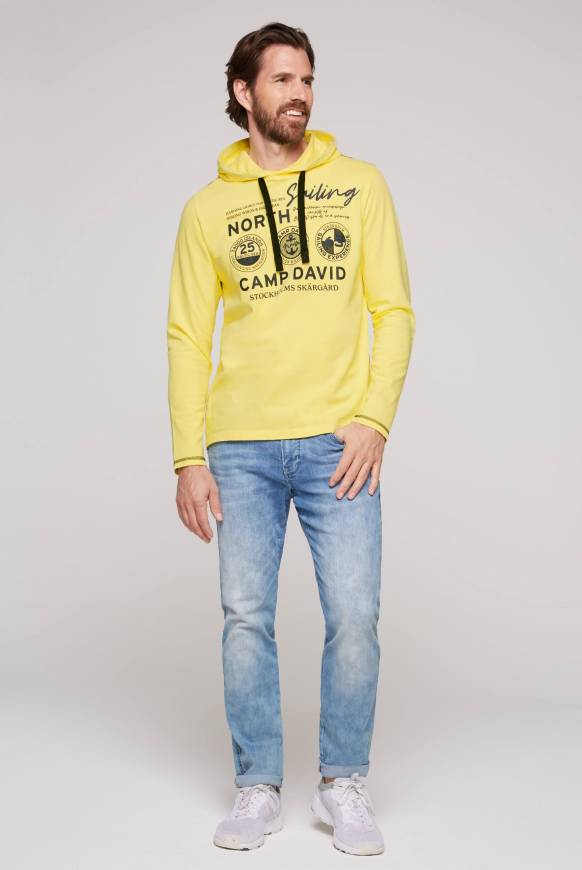 Soccx Langarmshirt mit Kapuze und Print light lime Super Sparpreis