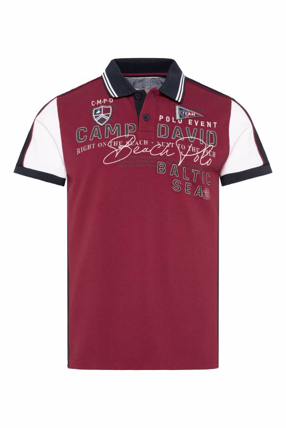 Soccx Pikee-Polo mit Color-Blocking und Artwork burgundy Wochenangebot