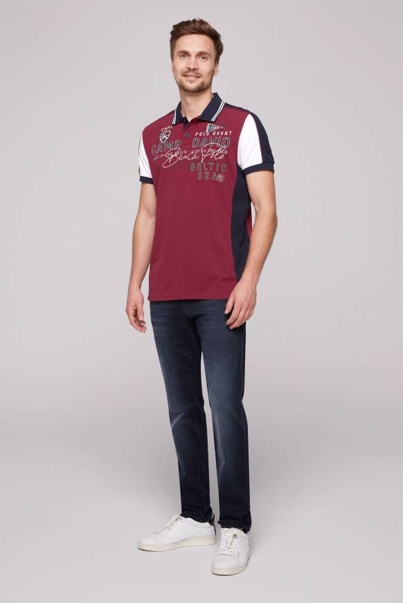 Soccx Pikee-Polo mit Color-Blocking und Artwork burgundy Wochenangebot
