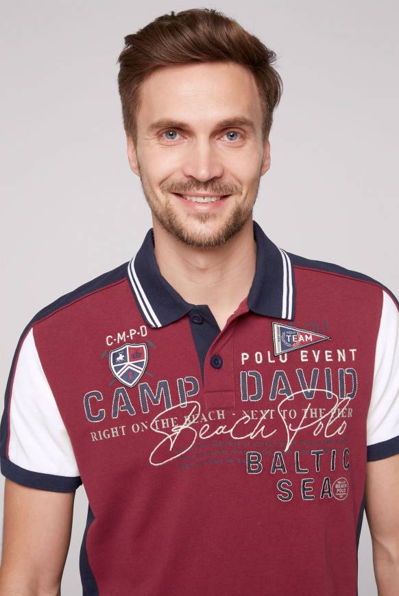 Soccx Pikee-Polo mit Color-Blocking und Artwork burgundy Wochenangebot