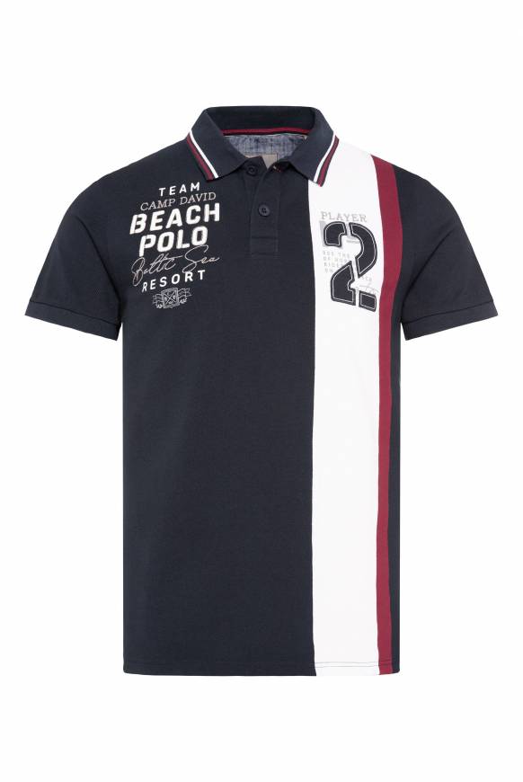 Soccx Pikee-Polo mit Color-Blocking und Artwork blue navy Kostenlose Rückgabe