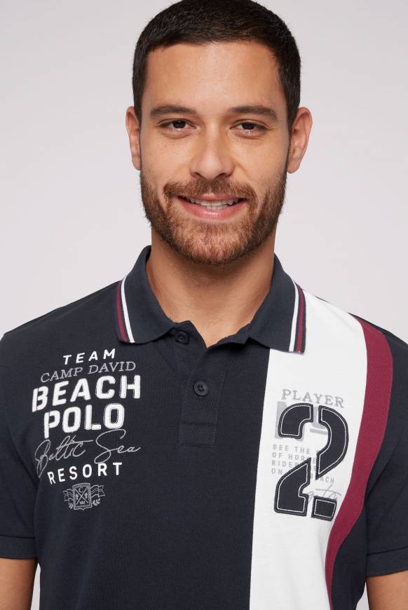 Soccx Pikee-Polo mit Color-Blocking und Artwork blue navy Kostenlose Rückgabe