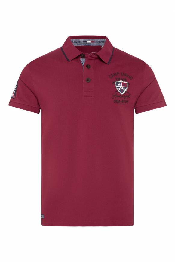 Soccx Pikee-Polo mit Label Patches und Stickereien burgundy Letzte 3 Tage