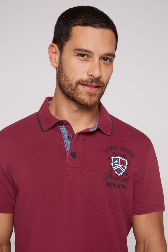 Soccx Pikee-Polo mit Label Patches und Stickereien burgundy Letzte 3 Tage
