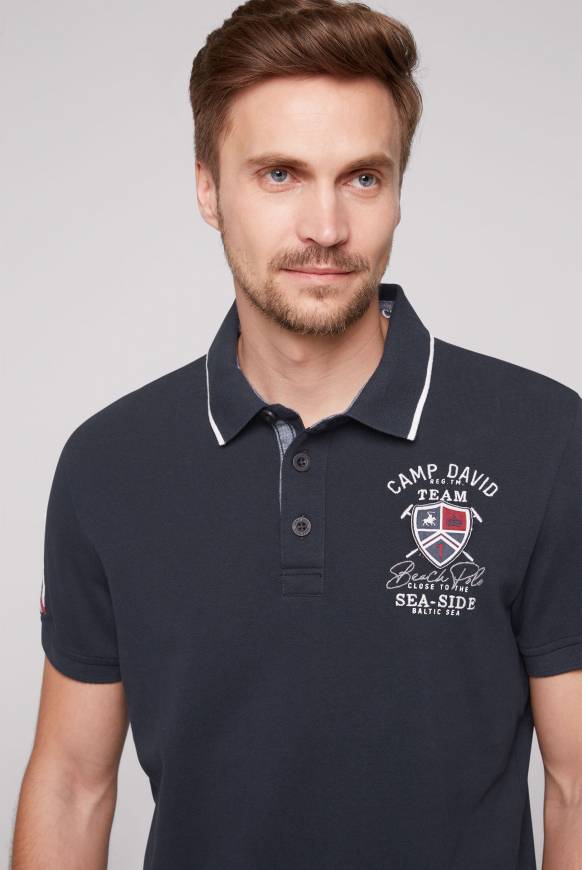 Soccx Pikee-Polo mit Label Patches und Stickereien blue navy JETZT KAUFEN
