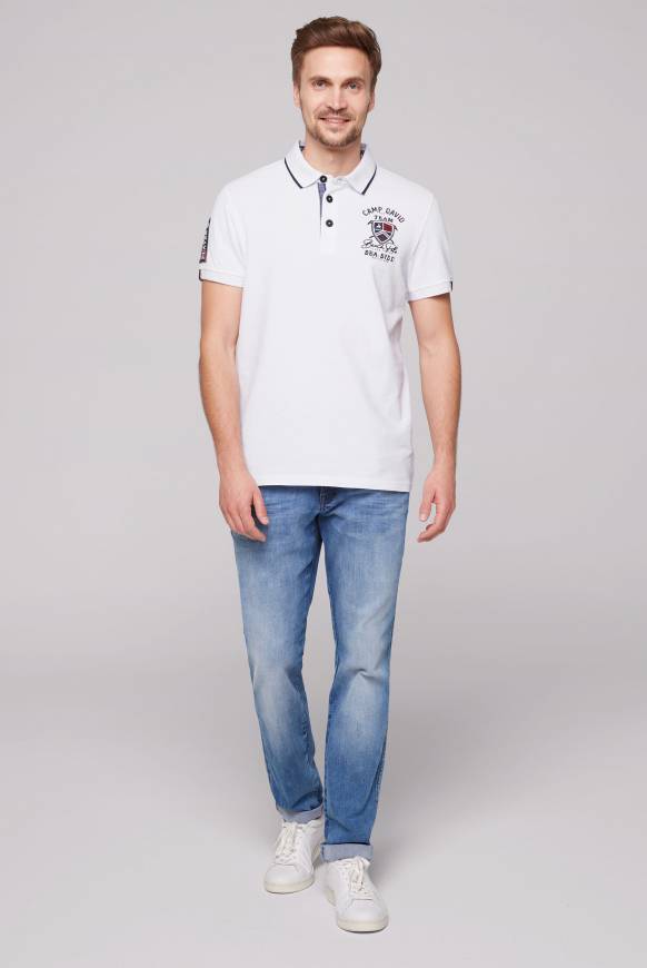 Soccx Pikee-Polo mit Label Patches und Stickereien opticwhite Neueste Stile