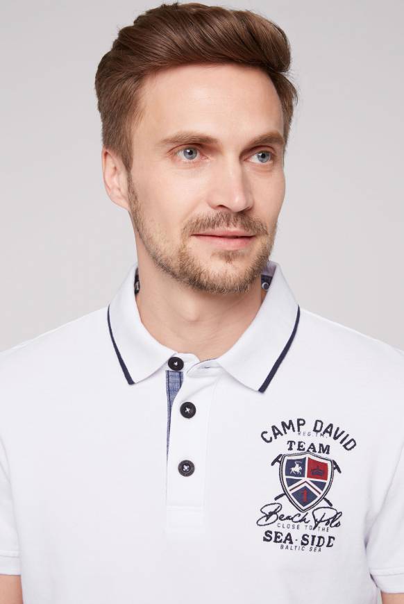 Soccx Pikee-Polo mit Label Patches und Stickereien opticwhite Neueste Stile