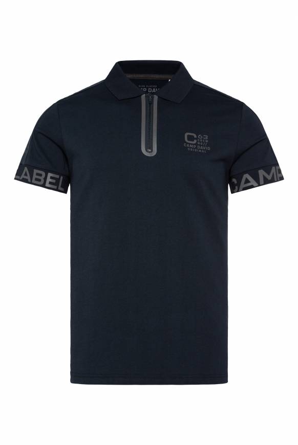 Soccx Kurzarmpolo mit Folienprints blue navy Letzte 2 Tage