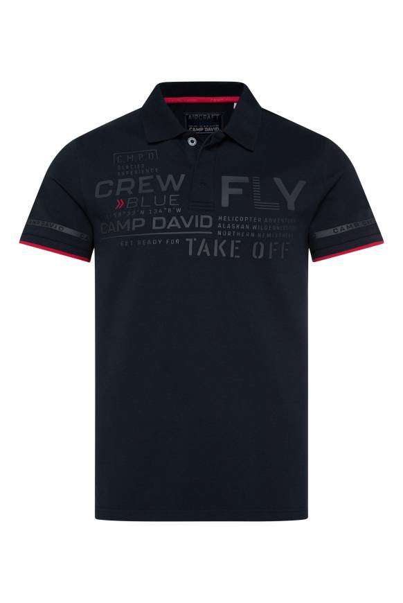 Soccx Pikee-Polo mit tonigem Rubber Artwork blue navy Bis zu 50% Rabatt