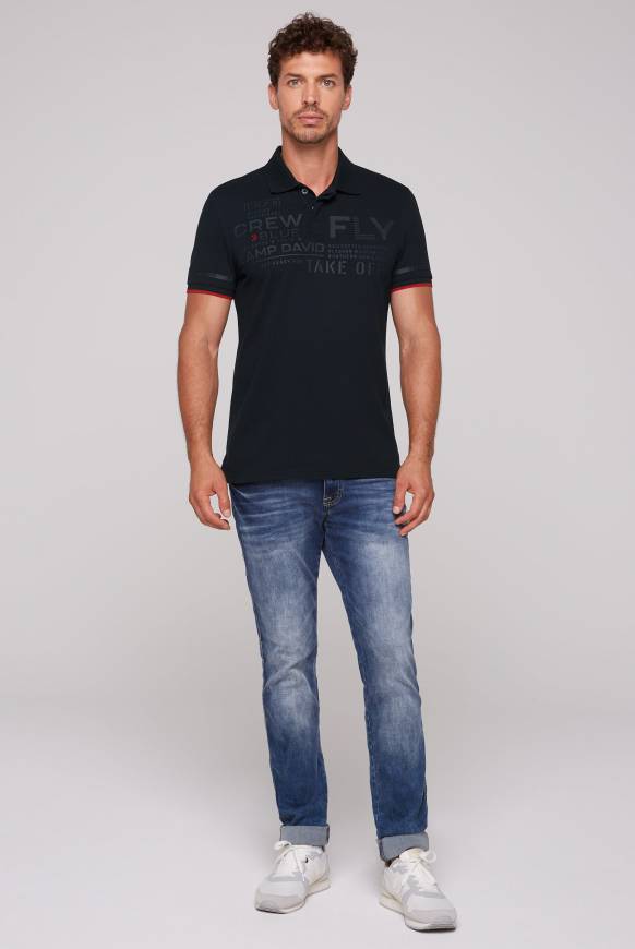 Soccx Pikee-Polo mit tonigem Rubber Artwork blue navy Bis zu 50% Rabatt