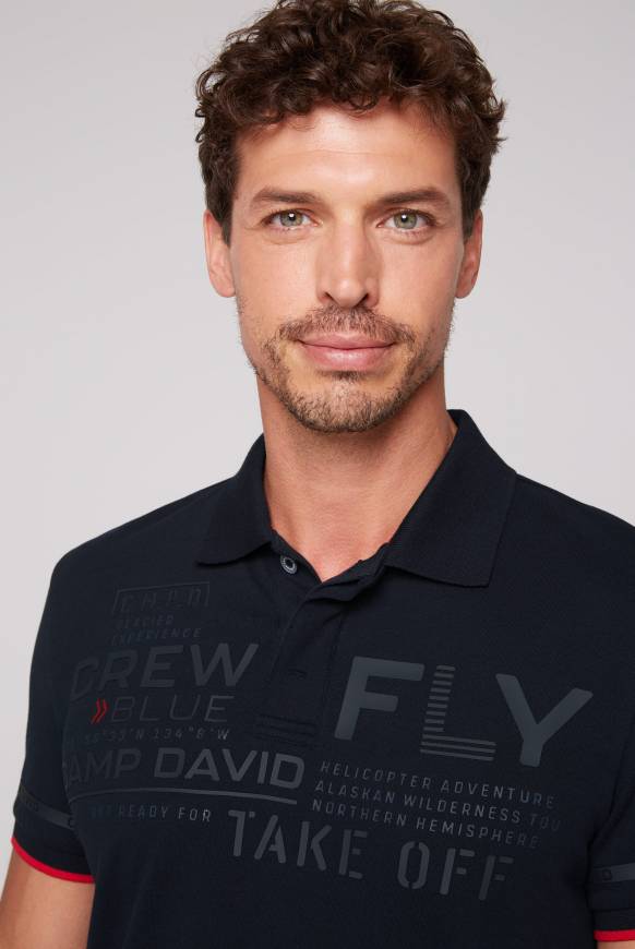 Soccx Pikee-Polo mit tonigem Rubber Artwork blue navy Bis zu 50% Rabatt