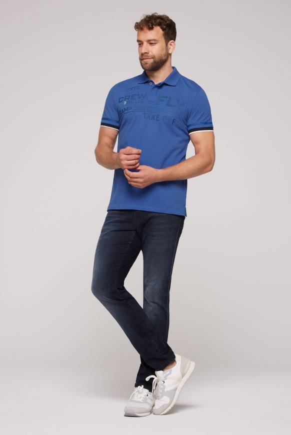 Soccx Pikee-Polo mit tonigem Rubber Artwork strong blue Bis zu 60% Rabatt
