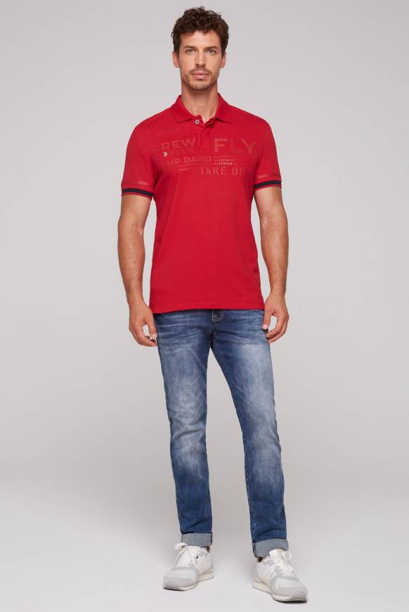 Soccx Pikee-Polo mit tonigem Rubber Artwork flight red Bis zu 65% Rabatt