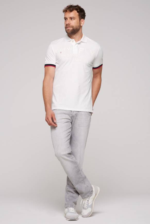 Soccx Pikee-Polo mit tonigem Rubber Artwork white Nur für heute