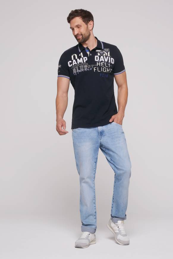 Soccx Pikee-Polo mit Label-Applikationen blue navy Vierteljährliche Förderung