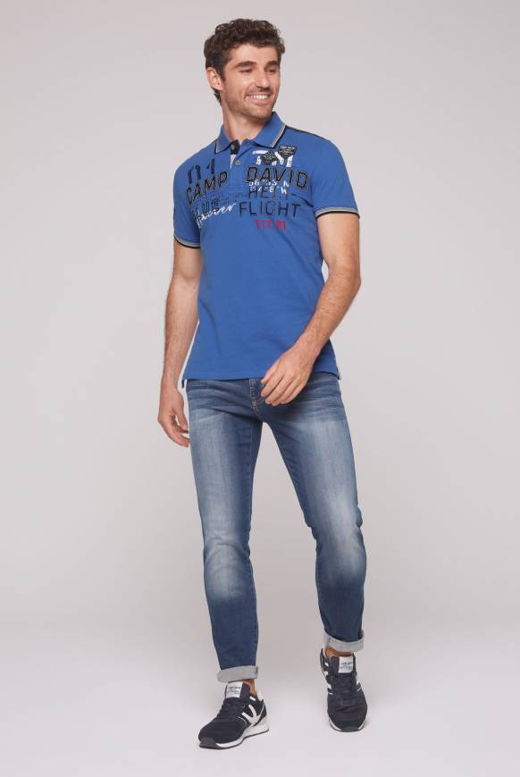 Soccx Pikee-Polo mit Label-Applikationen strong blue Bis zu 55% Rabatt