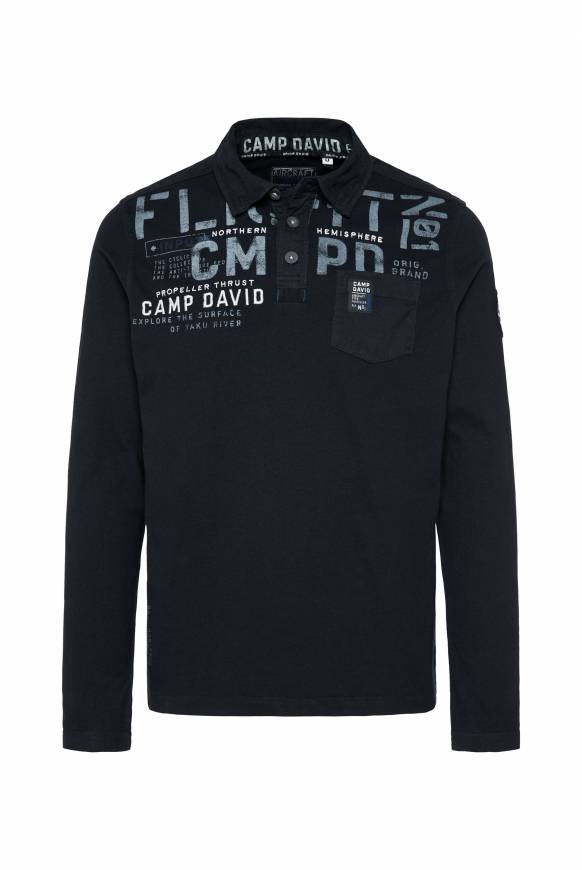 Soccx Longsleeve mit Polokragen und Artworks blue navy Discount Store für neue Produkte