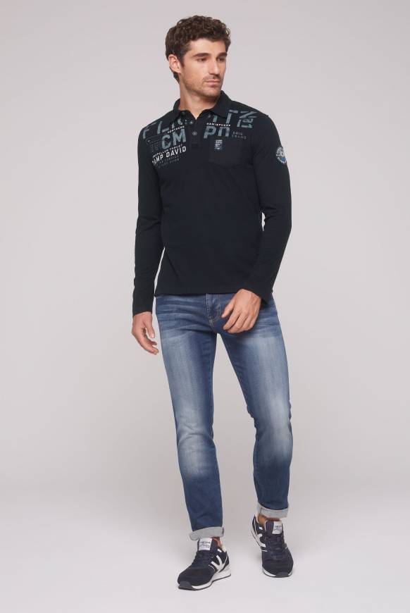 Soccx Longsleeve mit Polokragen und Artworks blue navy Discount Store für neue Produkte