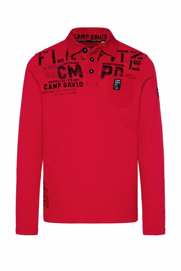 Soccx Longsleeve mit Polokragen und Artworks flight red Nur noch ein Tag übrig