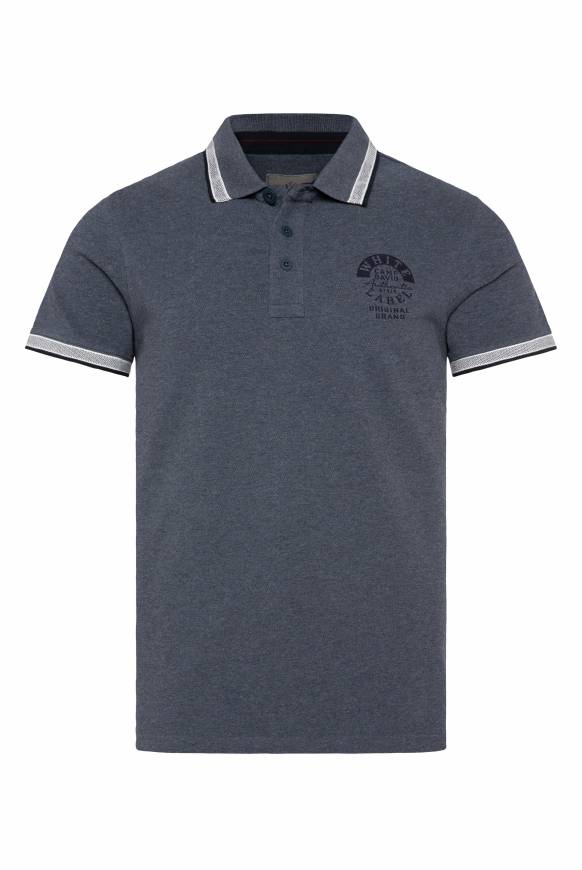 Soccx Meliertes Poloshirt mit Two-Tone-Details blue navy melange Riesige Rabatte