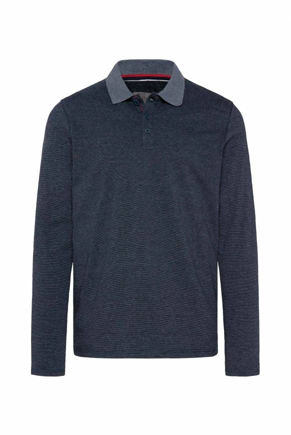 Soccx Langarmpolo mit feinem Streifen-Dessin blue navy Clearance-Verkauf