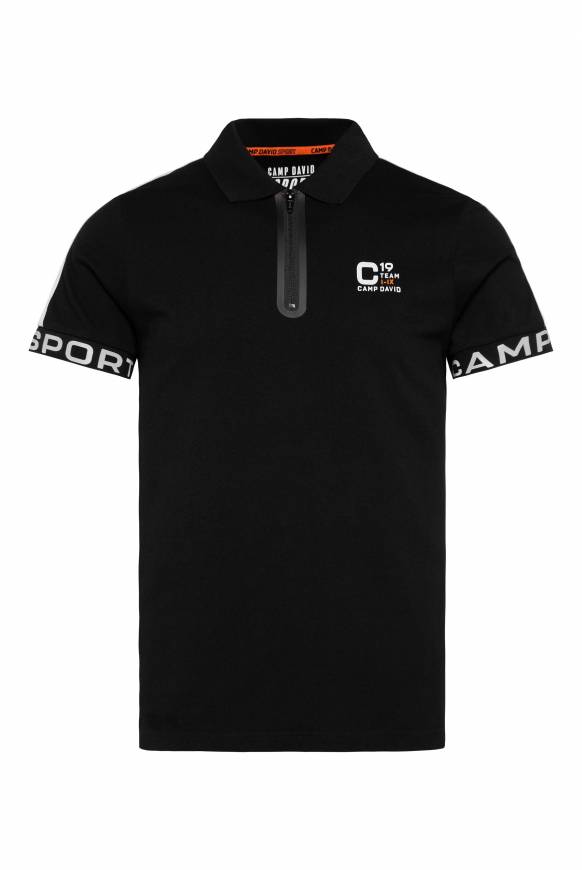 Soccx Poloshirt mit Zipper und reflektierenden Prints black Kostenloser Versand international