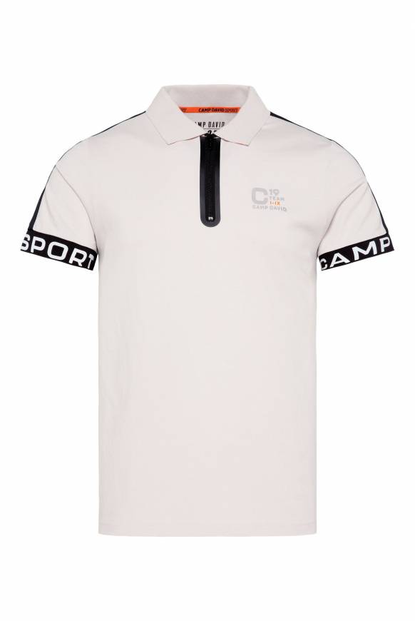 Soccx Poloshirt mit Zipper und reflektierenden Prints shell Fabrikladen