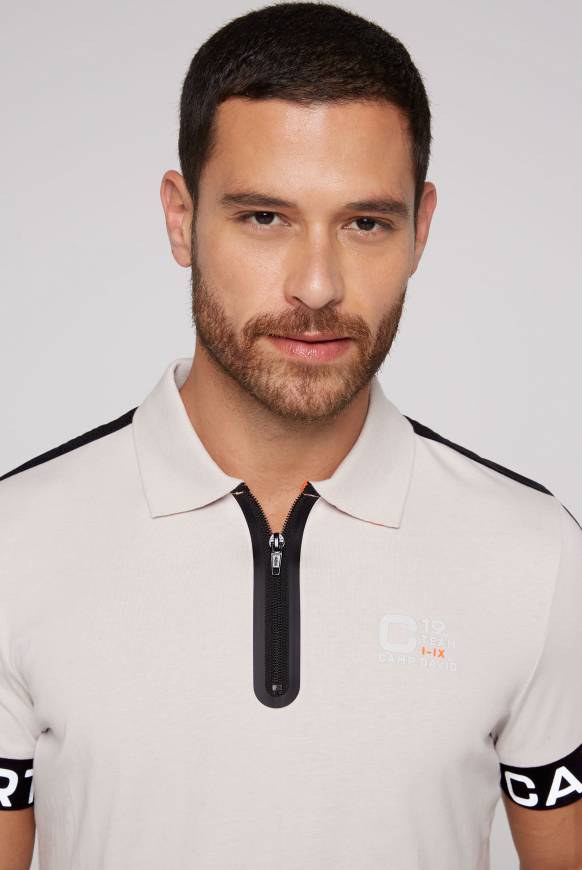 Soccx Poloshirt mit Zipper und reflektierenden Prints shell Fabrikladen