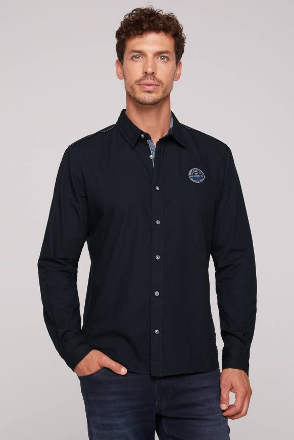 Soccx Langarmhemd mit Strukturstreifen blue navy Black Friday Preise
