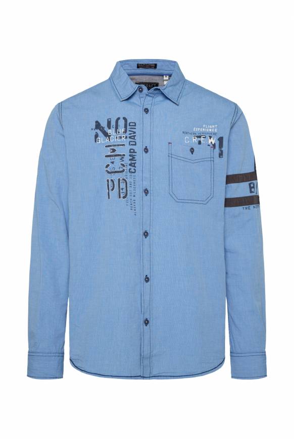 Soccx Fil à Fil Langarmhemd mit Label-Applikationen strong blue Im Verkauf